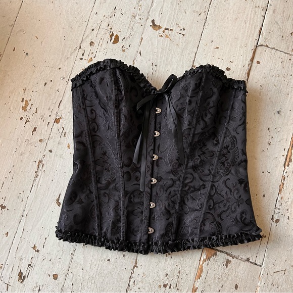 Damask & Satin Ribbon Laced Corset - Picture 6 of 14